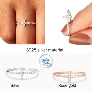 Silver and Rose Gold Cross Rings